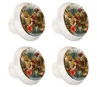 Pomelli decorativi per armadietti da cucina, senza cuciture, motivo palma tropicale, con viti, maniglie per mobili per la casa, confezione da 4