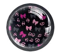 Pomelli decorativi per armadietti da cucina, stampa leopardata con fiocchi rosa, senza cuciture, con viti, maniglie per mobili per la casa, confezione da 4