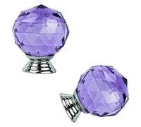 Pomelli dei cassetti in vetro cristallo e lega di alluminio | Multicolor 30 mm for cassettiere: 2 pezzi, 4 pezzi(Purple,4pcs)