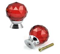 Pomelli dei cassetti in vetro cristallo e lega di alluminio | Multicolor 30 mm for cassettiere: 2 pezzi, 4 pezzi(Red,4pcs)