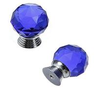 Pomelli dei cassetti in vetro cristallo e lega di alluminio | Multicolor 30 mm for cassettiere: 2 pezzi, 4 pezzi(Blue,4pcs)