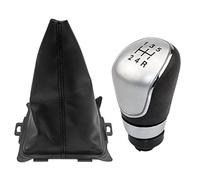 Pomelli del cambio per auto Per Ford Per Fiesta 2008 2009 2010 2011 2012 5/6 Velocità Pomello cambio manuale Ghetta Boot Cover Collare Custodia per auto Pomello del cambio Testa( 5 Speed Silver)