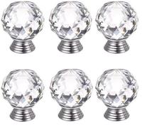 Pomelli for cassetti in cristallo, pomelli for porte in cristallo, 6 pomelli for mobili in vetro trasparente Maniglie for cassetti a forma di diamante Maniglia con vite (diametro 20 mm/30 mm/40 mm)(40