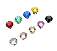 Pomelli in vetro cristallo a forma di diamante, 30 mm, per armadietti, cassetti, maniglie per mobili da cucina, maniglie per mobili (40 mm base dorata)