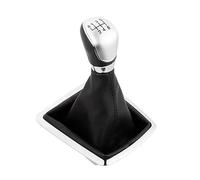 Pomelli Leva Cambio Per Auto Per Ford Per Focus 2 MK2 FL Per C-MAX 2006-2011 MK3 MK4 MK7 Per Galaxy Pomello Cambio A 5/6 Velocità Con Copertura Antipolvere Pelle(Big Silver 6 insert)