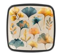 Pomelli per armadietti da cucina con motivo a foglia di ginko verde e giallo, pomelli per cassettiera con viti, maniglie per mobili per la casa, confezione da 4