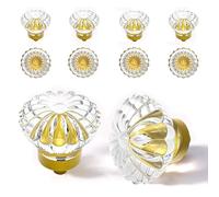 Pomelli per armadietti in ottone anticato con cristalli, confezione da 8 pezzi, motivo floreale, vintage, in vetro trasparente, piccoli tiranti per armadio, cassettiera, armadio, cassetti retrò