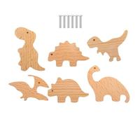 Pomelli per cassetti in legno a forma di animale, 6 pezzi, a forma di dinosauro, maniglie per comò per bambini con simpatici dinosauri, robusti pomelli in legno per bambini, accessori per mobili per