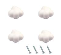 Pomelli per Cassetti per Bambini Maniglie per Armadi a Forma di Nuvola Pomelli per Mobili in Ceramica Con viti Manopole per Porta Cucina per Camera dei Bambini,Decorazione (4 Pcs,White)