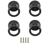 Pomelli per porte, maniglie a conchiglia in ottone, 4 pezzi, con anello a goccia da 35 mm, stile cinese, in ottone anticato, maniglie da cucina, armadi, cassetti, mobili, stile retrò, piccolo anello