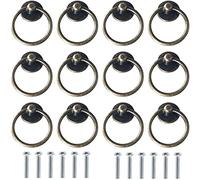 Pomelli per porte, maniglie in ottone, 12 pomelli ad anello a goccia da 44 mm, maniglie vintage per cassetti, pomelli per cassetti da cucina, armadietti, porte, maniglie ad anello in stile antico