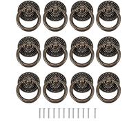 Pomelli per porte, maniglie in ottone, 12 pomelli ad anello a goccia da 44 mm, maniglie vintage per cassetti, pomelli per cassetti da cucina, armadietti, porte, maniglie ad anello in stile antico
