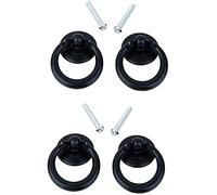 Pomelli per porte, maniglie in ottone, 4 pomelli per cassetti, colore nero, foro singolo, maniglia a goccia per armadio, cassetto, bidone, armadio con viti, 36 x 47 mm (colore: nero)