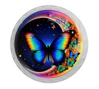 Pomelli rotondi colorati a forma di farfalla e luna, per cassetti, cassettiere, mobili, credenze, cucina, set di 4