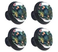 Pomelli rotondi in vetro da 35 mm, per cassettiere e cassetti, motivo palma della giungla, per casa, cucina, camera da letto, confezione da 4