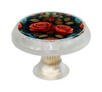 Pomelli rotondi per armadietti a forma di rosa rossa, di alta qualità, con viti, per mobili da cucina e camera da letto, confezione da 4