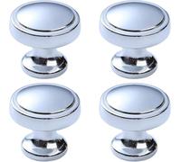 Pomelli Tondi 29mm per Maniglie Mobile Cucina e Armadi, Placcato cromo | Set da 4 in lega di alluminio, finitura resistente per ante di mobili, cassetti, armadi e armadietti bagno