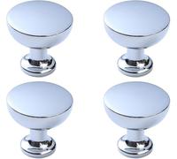 Pomelli Tondo Singolo Foro per Cassetti e Armadi, 4 Pezzi, Placcato cromo | Design compatto con foro singolo, installazione rapida senza forare, superficie levigata, impugnatura comoda e resistente