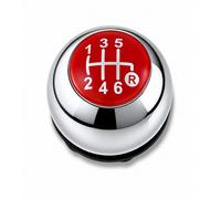 Pomello 6 Marce Leva Cambio Argento Placca Rossa Compatibile con Fiat 500 e 500C