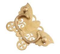 Pomello a farfalla in ottone, 92 x 60 mm, per cassetti, armadi, porte, comò, scatole per trucchi, finitura oro antico, con viti di montaggio