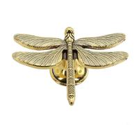 Pomello a forma di libellula in lega di zinco per mobili, per cassettiera, porta, armadio, armadio, decorazione per la camera dei bambini, foro singolo, 38 mm (oro antico)