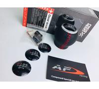 pomello cambio universale leva auto innesto siringa sferico in pelle nera rossa