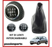 POMELLO CAMBIO E CUFFIA FIAT GRANDE PUNTO PUNTO EVO IN PELLE KIT COMPLETO GHIERA