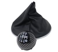 Pomello carbon look cambio 6 marce+Cuffia per Fiat 500 500c 07-18 - calotta nera