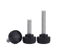 Pomello con vite a testa zigrinata, maniglia a testa tonda in acciaio inossidabile con impugnatura in gomma zigrinata, bullone di serraggio in plastica(M10x35mm(5pcs))