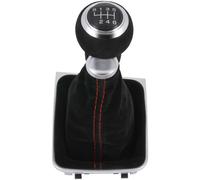 Recambo Pomello del cambio + sacco del cambio a 6 marce, adatto per VW Golf 7 VII, 2012-2021, Plug & Play, leva del cambio auto, con telaio, nero - cucitura rossa