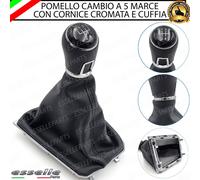 POMELLO DEL CAMBIO CUFFIA VW GOLF 7 5 MARCE SIMILPELLE NERA CORNICE CROMATA