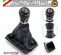 POMELLO DEL CAMBIO CUFFIA VW POLO 6R 6C 5 MARCE SIMILPELLE NERA CORNICE CROMATA