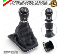 POMELLO DEL CAMBIO CUFFIA VW POLO 6R 6C 6 MARCE SIMILPELLE NERA CORNICE CROMATA