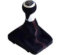 pomello del cambio dell'auto Per A3 8V S-line 2014-2020 Cuffia in pelle scamosciata per cambio automatico(6 Speed-black)