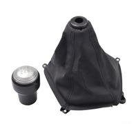 Pomello del cambio in pelle ABS nera con cuffia per Tucson IX35 2004-2009 con guida a sinistra manuale a 5 velocità, compatibile con copertura leva del cambio (set di pezzi)