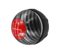 Pomello del cambio manuale per 500C 2012-2018, testa del cambio a 6 marce con fibra di carbonio e finitura argento, pomello in plastica ABS, montaggio di ricambio diretto (rosso)