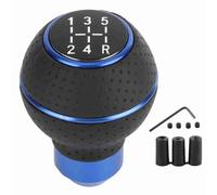 Pomello del cambio Stick Pomello del cambio a 5 velocità Stick in lega di alluminio e accessori per automobili manuali in pelle(Blu),Accessori testa,cambio cambio