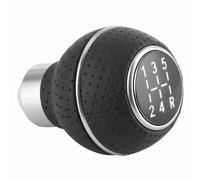 Pomello del cambio Stick Pomello del cambio a 5 velocità Stick in lega di alluminio e accessori per automobili manuali in pelle(Nero),Accessori testa,cambio cambio