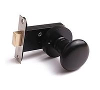 Pomello for porta privacy nero opaco e oro, for camera da letto e bagno(C)