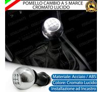 POMELLO LEVA CAMBIO A 5 MARCE CROMATO LUCIDO IN ACCIAIO PER PEUGEOT 206 E 206 CC