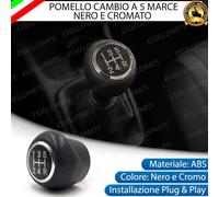 POMELLO LEVA CAMBIO A 5 MARCE NERO E CROMATO IN ABS PER FIAT FIORINO MK2