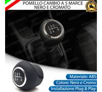 POMELLO LEVA CAMBIO A 5 MARCE NERO E CROMATO PER FIAT PUNTO EVO