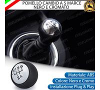 POMELLO LEVA CAMBIO A 5 MARCE NERO E CROMO PER PEUGEOT 307 RESTYLING