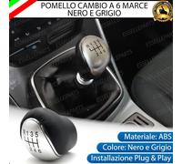 POMELLO LEVA CAMBIO A 6 MARCE NERO E CROMATO IN ABS FORD KUGA 2