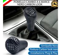POMELLO LEVA CAMBIO BMW SERIE 5 E34 6 MARCE CARBON LOOK NERO IN SIMILPELLE NERO