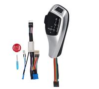 Pomello leva cambio LED per 5 Series E39 1997-2002, 7 Series E38 1995-2001, X5 E53 1999-2006 - Indicatore marce LED, design stile F series, grip ergonomico in pelle (Argento elettrolitico)