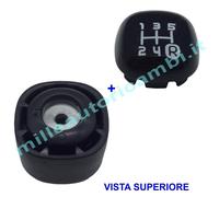 POMELLO LEVA CAMBIO PER FIAT PANDA 2012 NERA COMPLETO 2 PEZZI PARTE SUP. + INF.