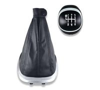 Pomello Leva del Cambio 6 Marce + Cuffia Cornice Argento per Fiat 500L 2012-2017