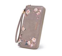 Pomelo Best Portafogli in pelle da Donna Portafoglio per cellulare Nero Tasche per Biglietti con Zip e Cinturino da Polso Portafogli per Carte con Blocco RFID Regali per Donne Ragazze