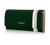 Pomelo Best Portafoglio da Donna grande in pelle PU, blocco RFID con molte carte di credito e scomparto per monete L, Moderno (Verde)